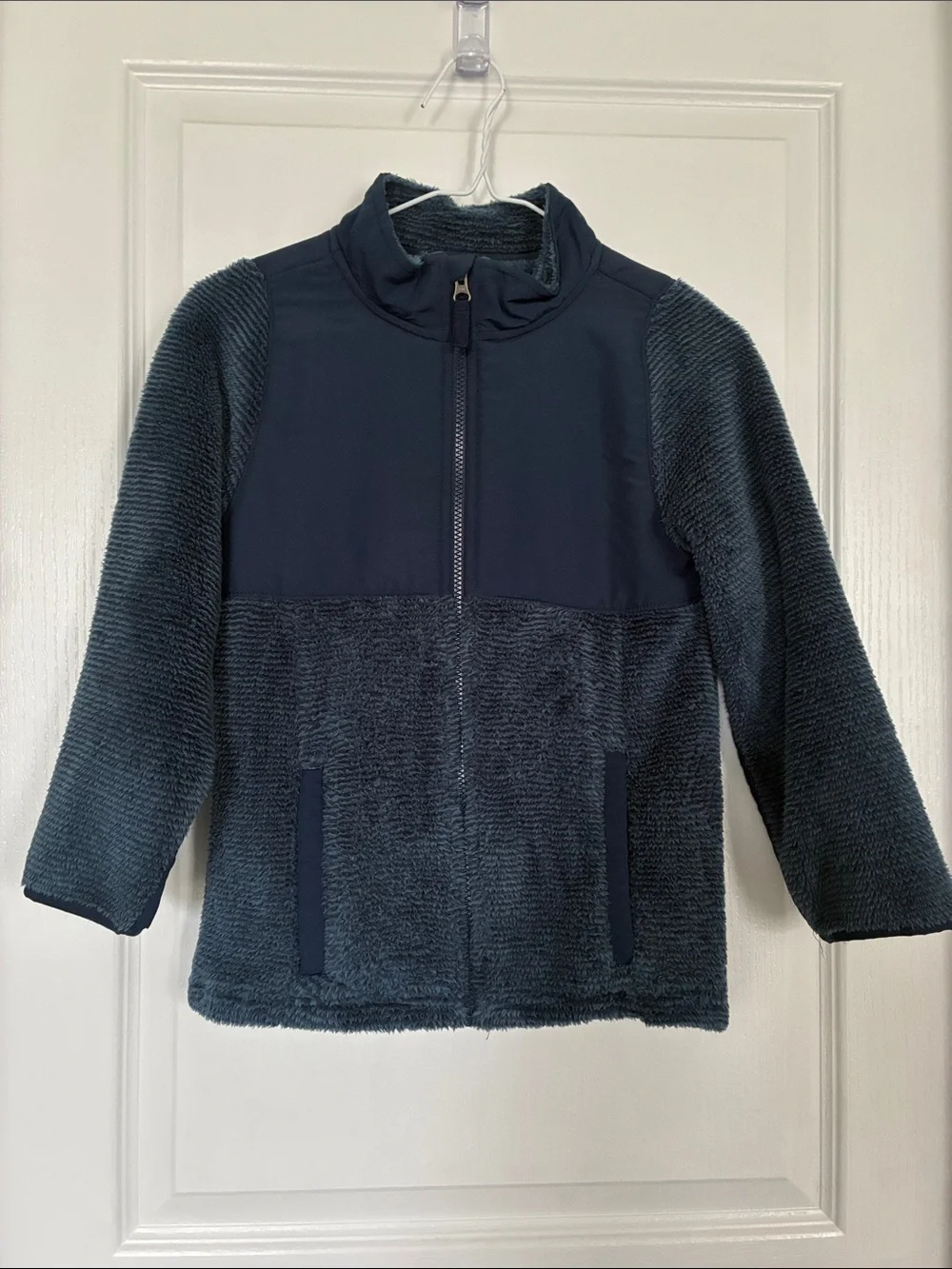 Plush Full-Zip Kids Fleece Jacket in Dark Navy